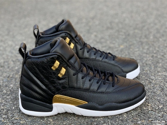 Rep Onekick 12 Black AO6068-007 'Reptile' Retro Jordan Metallic Air Gold-White 0821